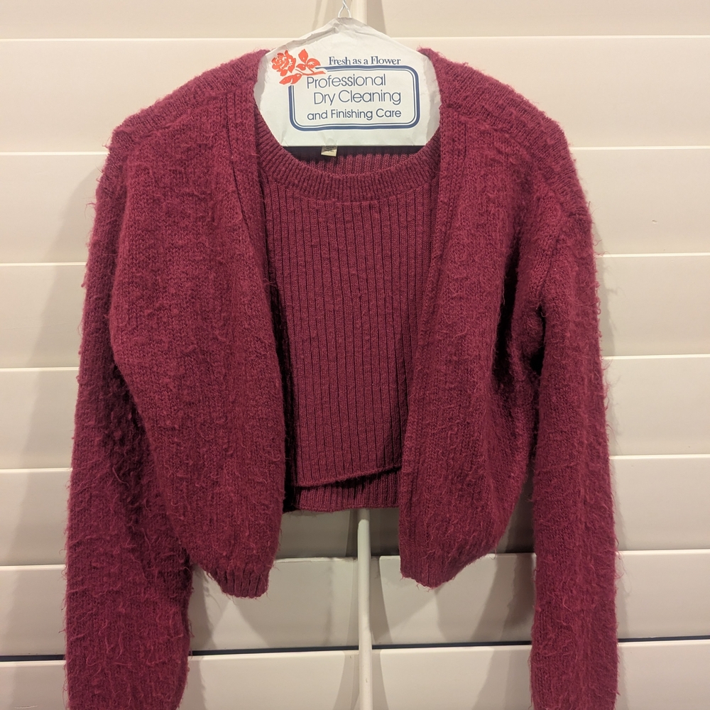 BP Burgundy Cardigan Sweater Set